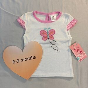 NWT - White and Pink Butterfly Short Sleeve Tee